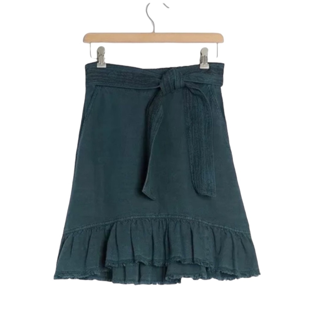 Anthropologie Pilcro Women’s teal Amora Ruffled Mini Skirt, Sz M